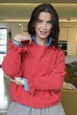 Conrad Batwing Ruffle Cuff Knit Soft Red